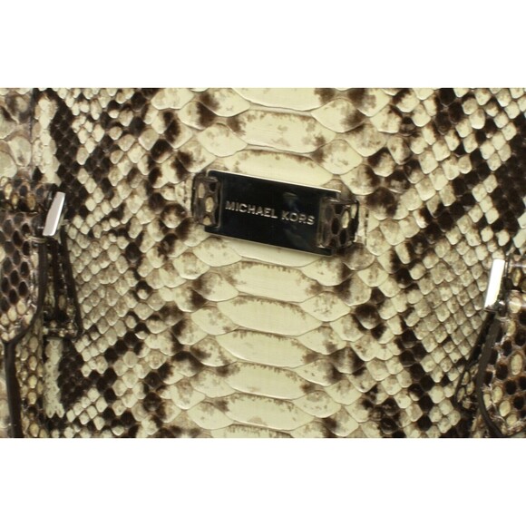 Michael Kors Gia Satchel Python Black And Beige Leather Bag Handbag Purse - Picture 9 of 9